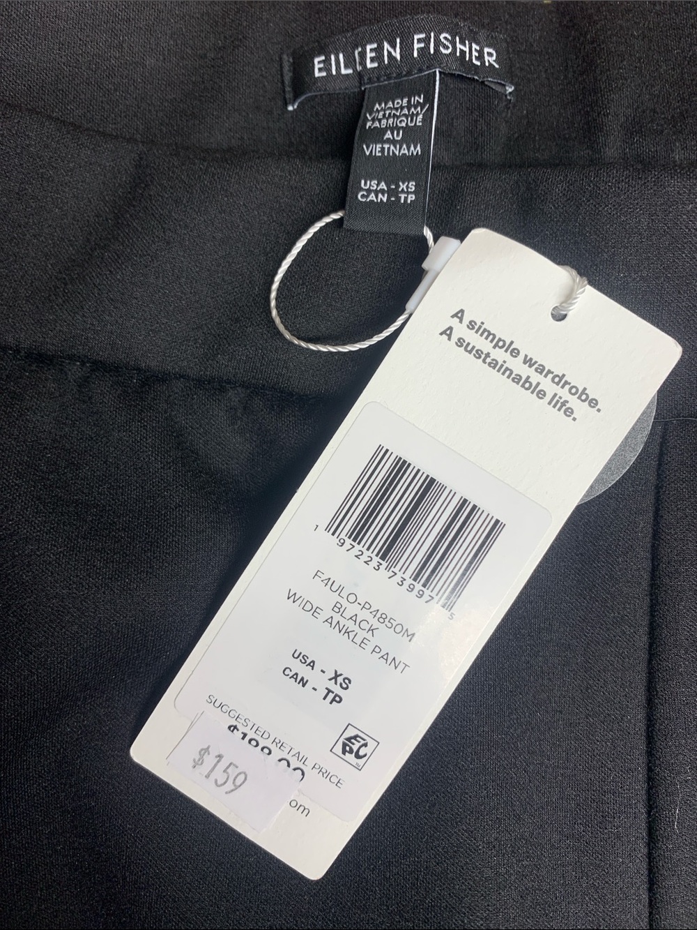 NEW Eileen Fisher Black Tencel Wide Ankle Pant Size XS $159 - Picture 2 of 6